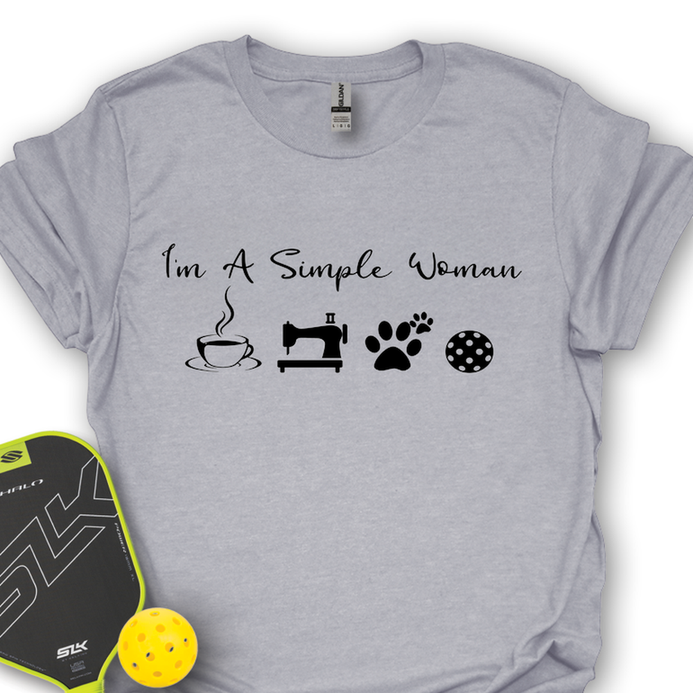 I'M A Simple Woman Coffee, Sewing, Cat Paw, Pickleball Unisex T-Shirt - Picklechillz