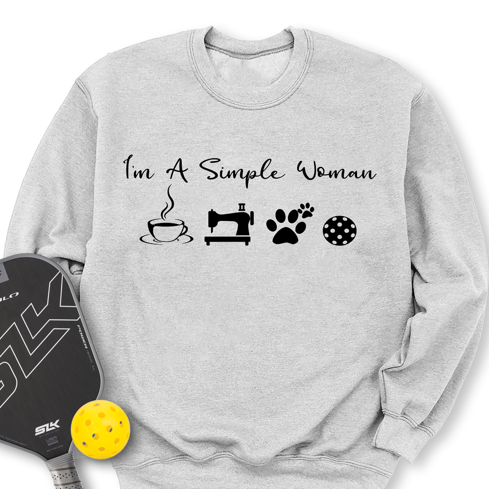 I'M A Simple Woman Coffee, Sewing, Cat Paw, Pickleball Sweatshirt - Picklechillz