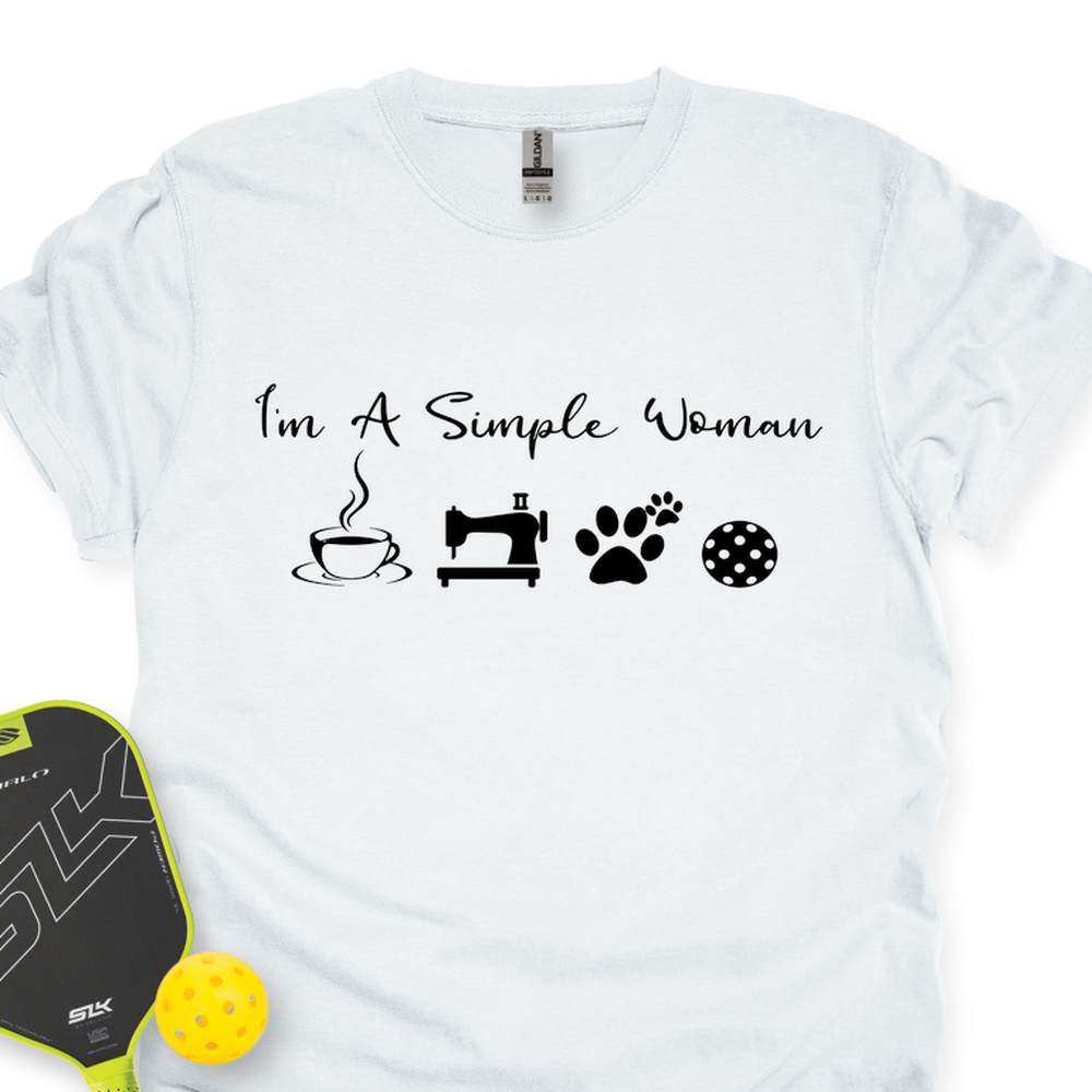 I'M A Simple Woman Coffee, Sewing, Cat Paw, Pickleball Unisex T-Shirt - Picklechillz