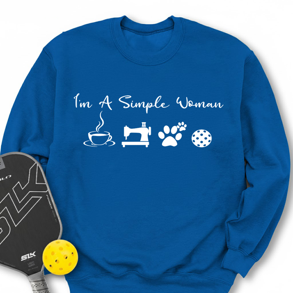 I'M A Simple Woman Coffee, Sewing, Cat Paw, Pickleball Sweatshirt - Picklechillz