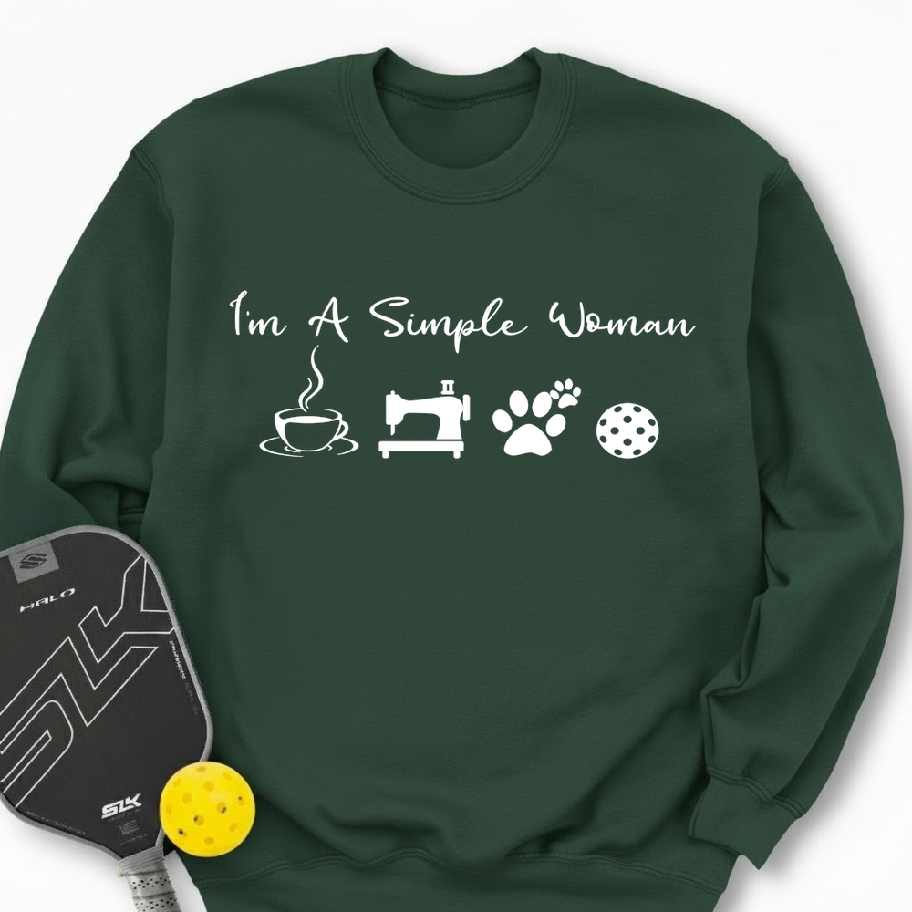 I'M A Simple Woman Coffee, Sewing, Cat Paw, Pickleball Sweatshirt - Picklechillz