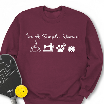 I'M A Simple Woman Coffee, Sewing, Cat Paw, Pickleball Sweatshirt - Picklechillz