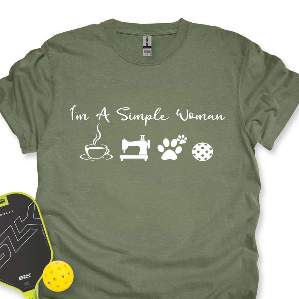 I'M A Simple Woman Coffee, Sewing, Cat Paw, Pickleball Unisex T-Shirt - Picklechillz