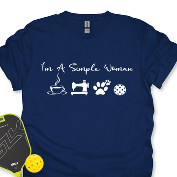 I'M A Simple Woman Coffee, Sewing, Cat Paw, Pickleball Unisex T-Shirt - Picklechillz