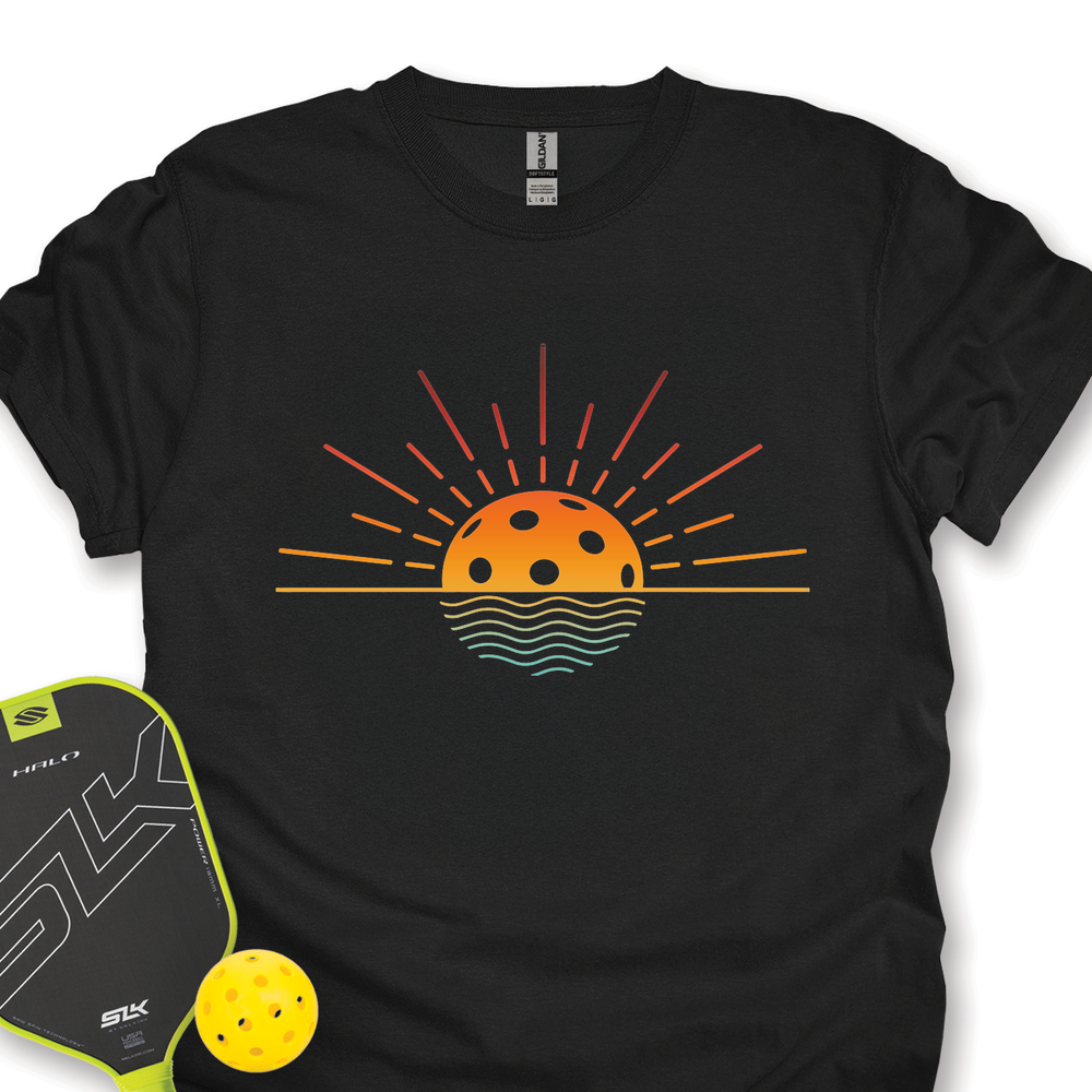 Pickleball Retro Sunset Unisex T-Shirt - Picklechillz