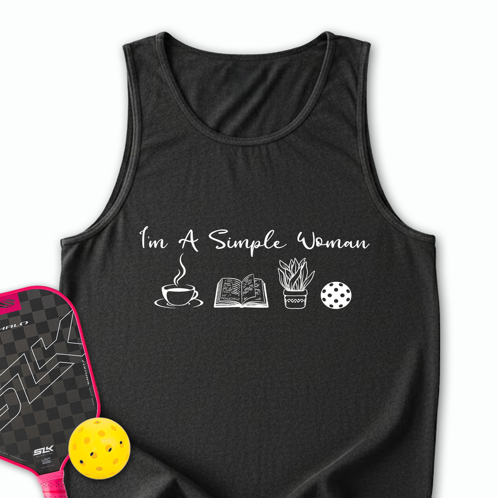I'm A Simple Woman Coffee, Books, Plants, Pickleball Tank Top - Picklechillz