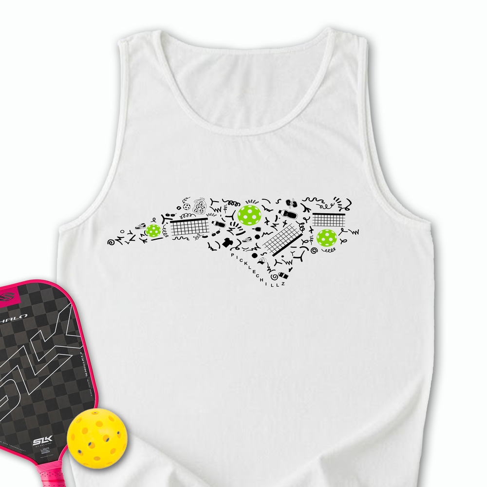 North Carolina Pickleball Map Tank Top - Picklechillz