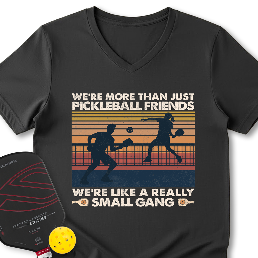 We're More Than Just Pickleball Friends We're like A Really Small Gang Vintage V-Neck T-Shirt - Picklechillz