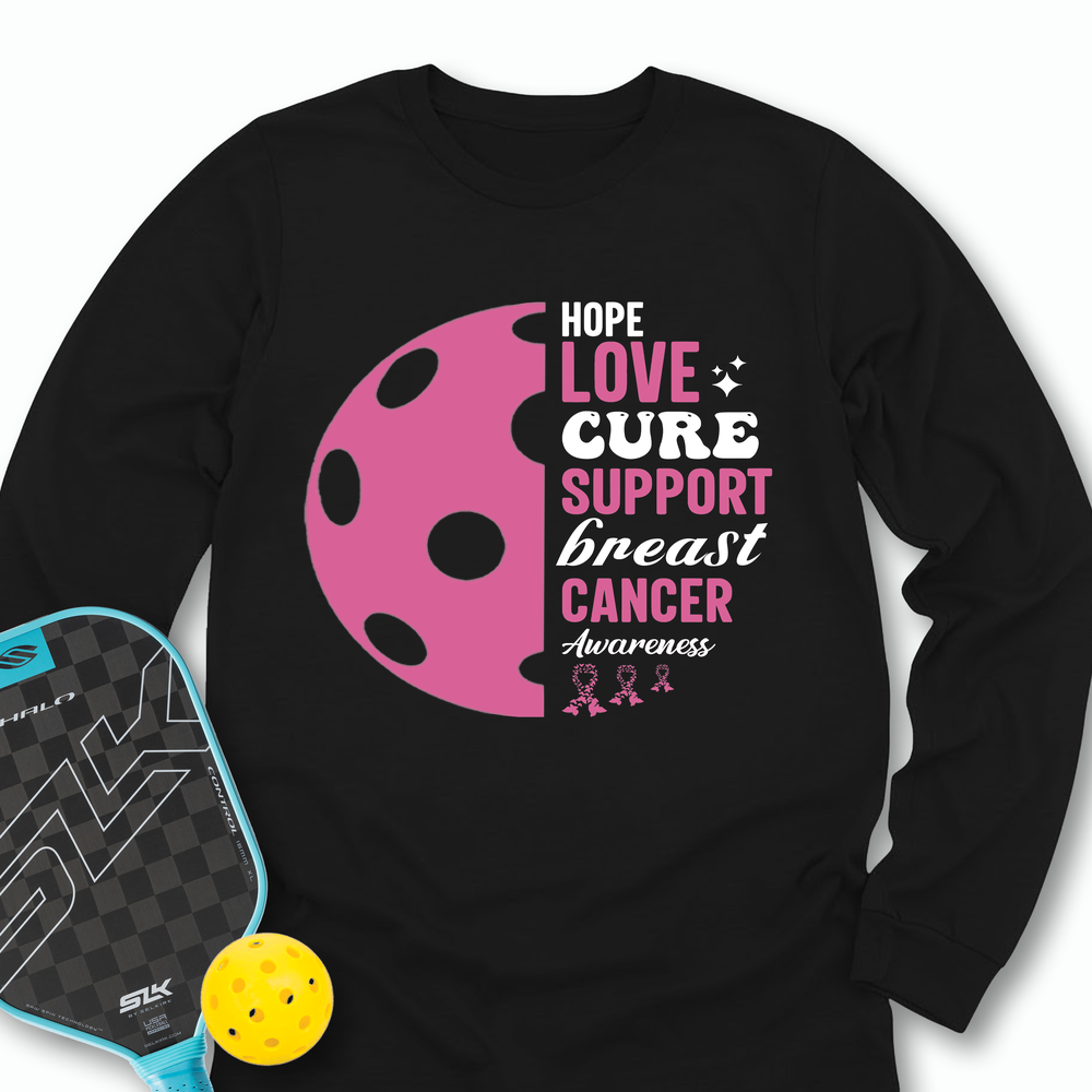 Hope Love Cure Support Breast Cancer Awareness Long Sleeve - Picklechillz
