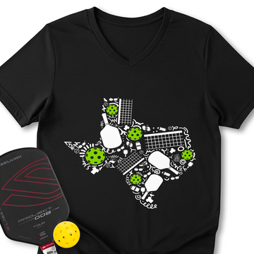 Texas Pickleball Map V-Neck T-Shirt - Picklechillz