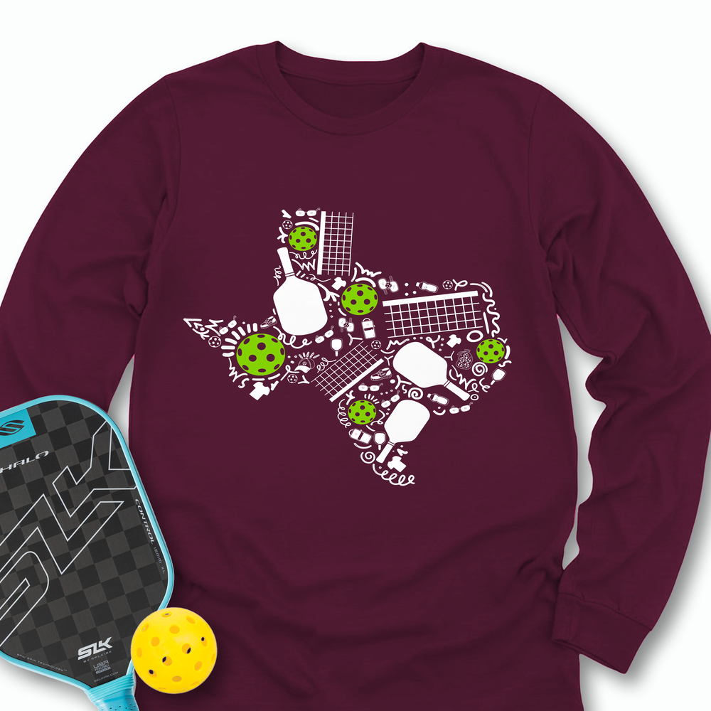 Texas Pickleball Map Long Sleeve - Picklechillz