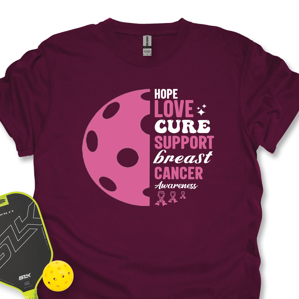 Hope Love Cure Support Breast Cancer Awareness Unisex T-Shirt - Picklechillz