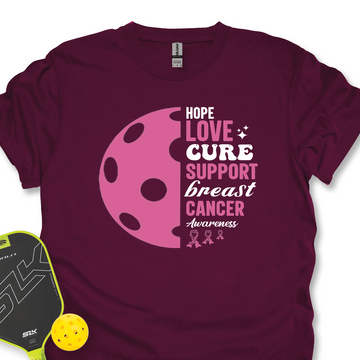 Hope Love Cure Support Breast Cancer Awareness Unisex T-Shirt - Picklechillz