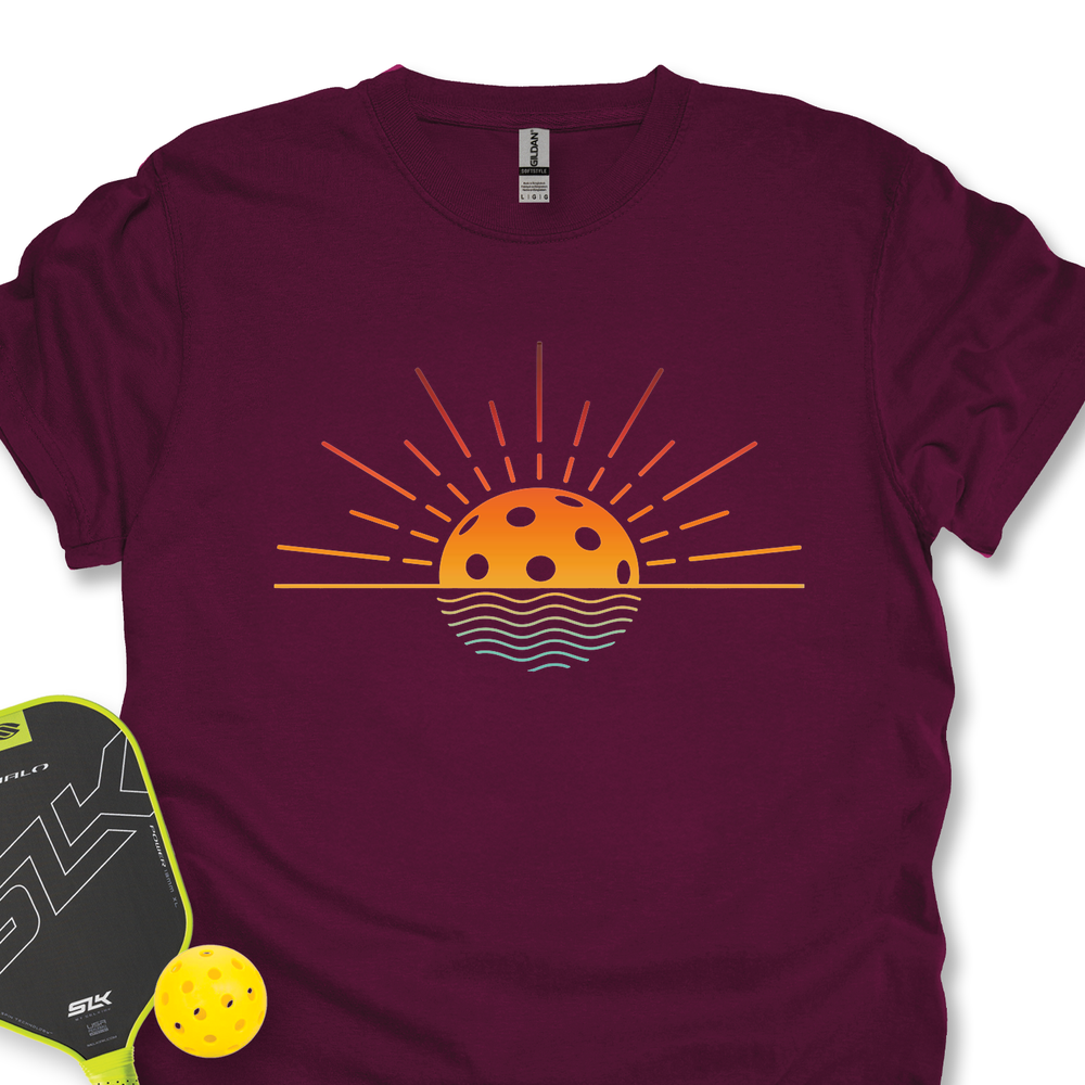 Pickleball Retro Sunset Unisex T-Shirt - Picklechillz