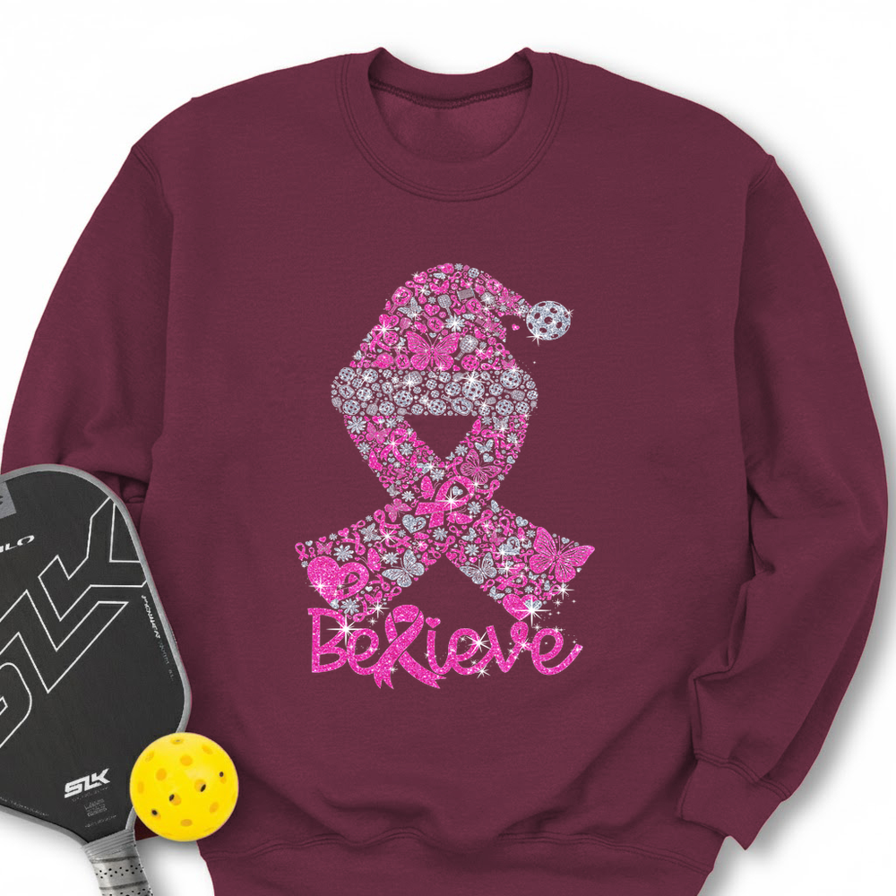Pickleball Ribbon Believe Sweatshirt - Picklechillz