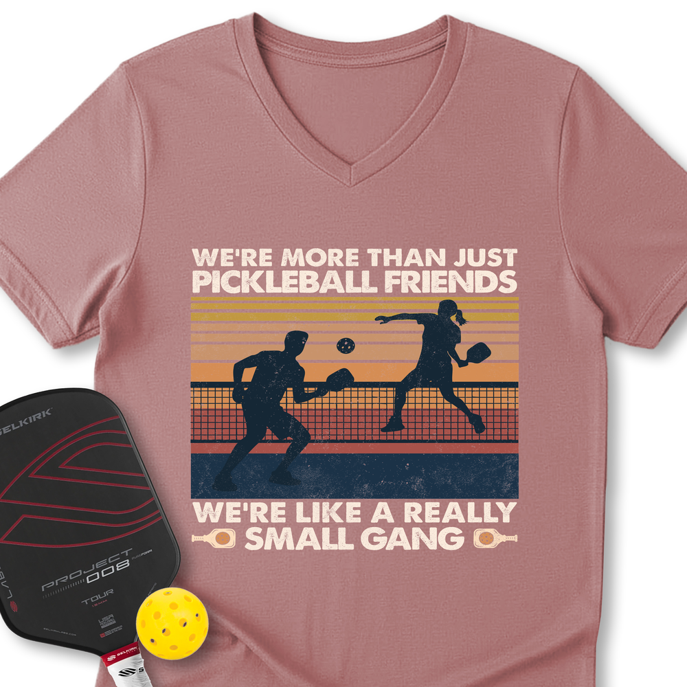 We're More Than Just Pickleball Friends We're like A Really Small Gang Vintage V-Neck T-Shirt - Picklechillz