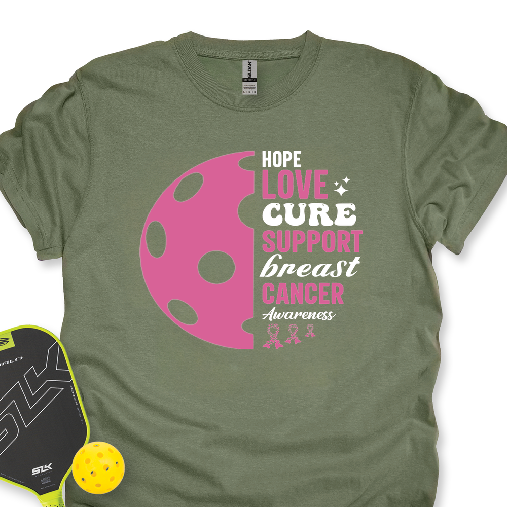 Hope Love Cure Support Breast Cancer Awareness Unisex T-Shirt - Picklechillz
