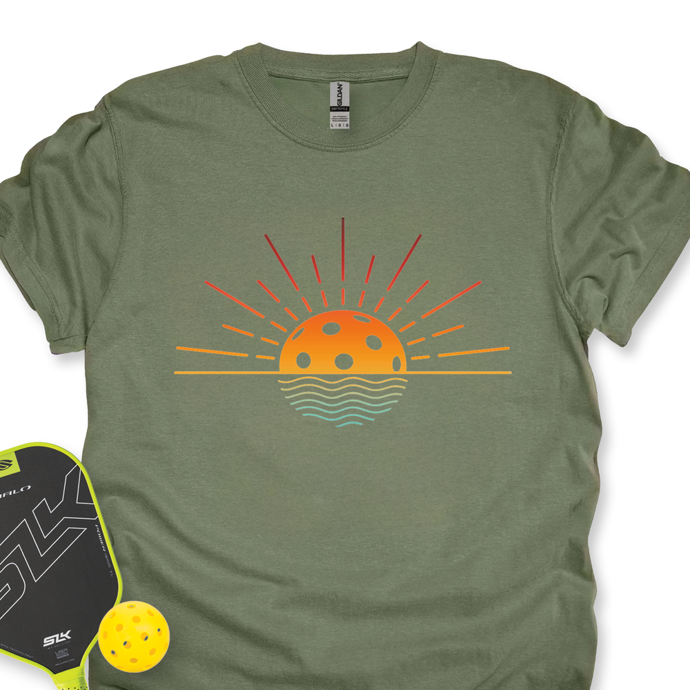 Pickleball Retro Sunset Unisex T-Shirt - Picklechillz
