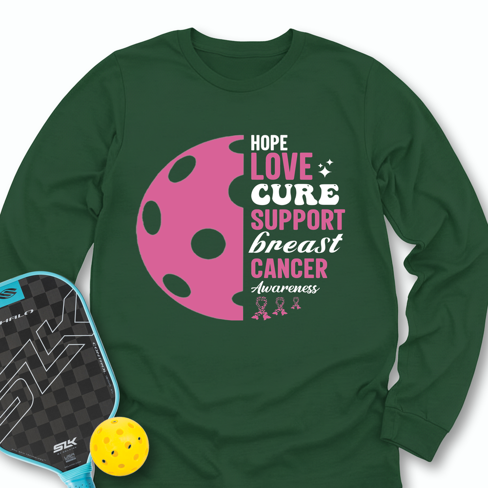 Hope Love Cure Support Breast Cancer Awareness Long Sleeve - Picklechillz