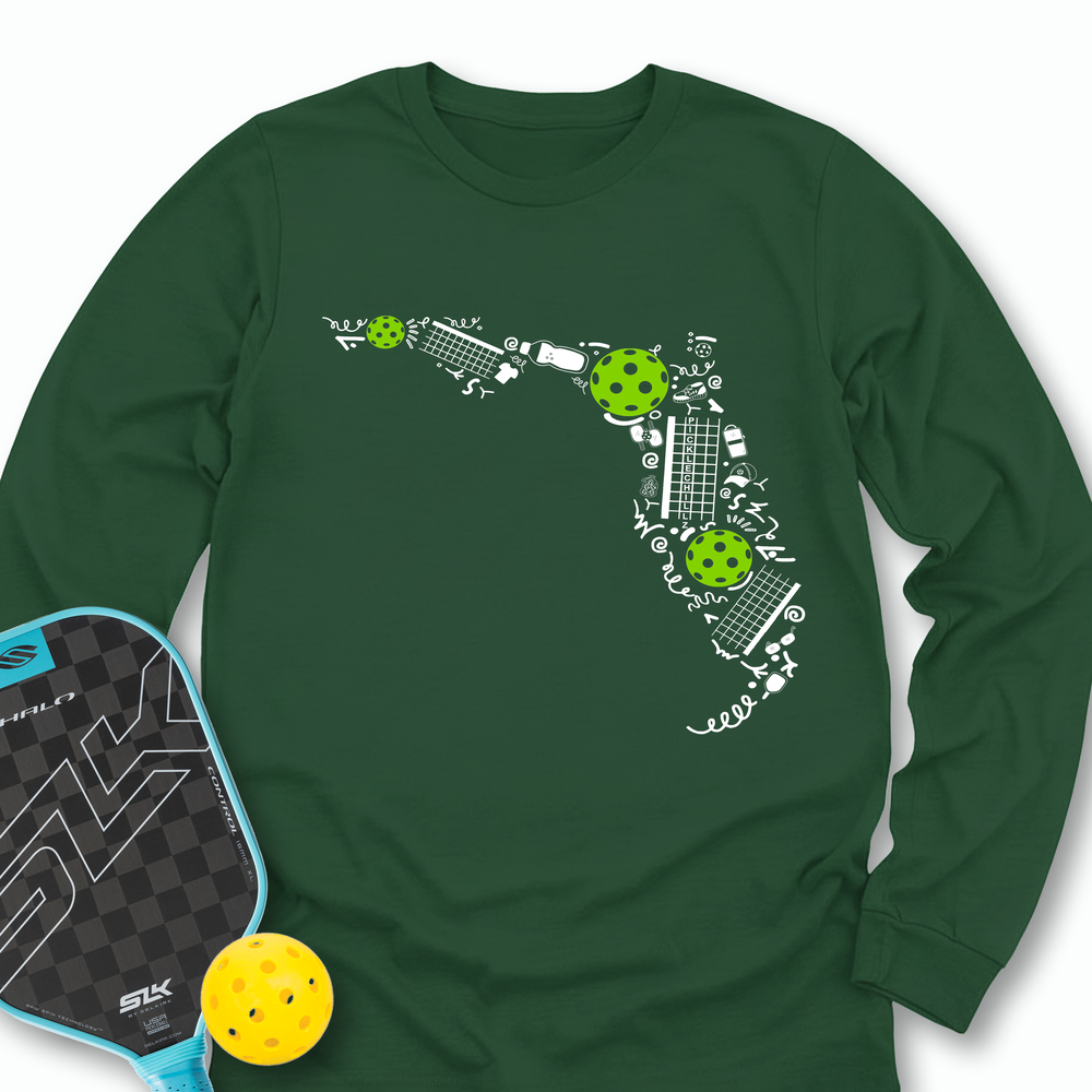 Florida Pickleball Map Long Sleeve - Picklechillz