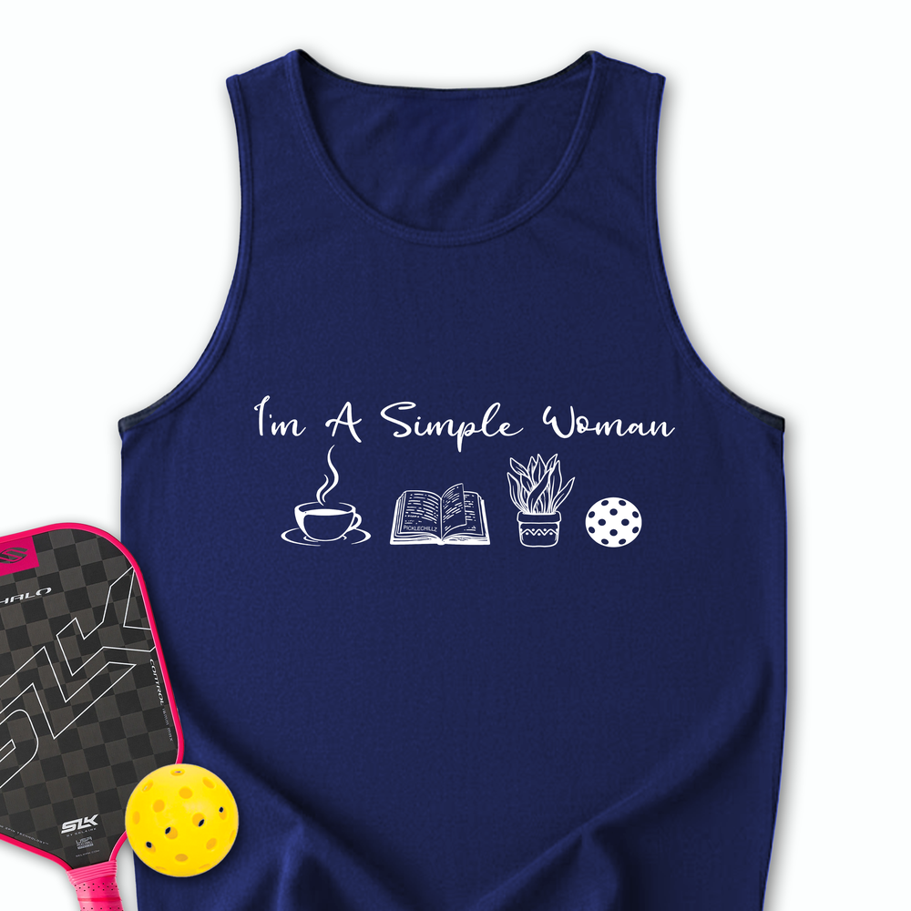 I'm A Simple Woman Coffee, Books, Plants, Pickleball Tank Top - Picklechillz