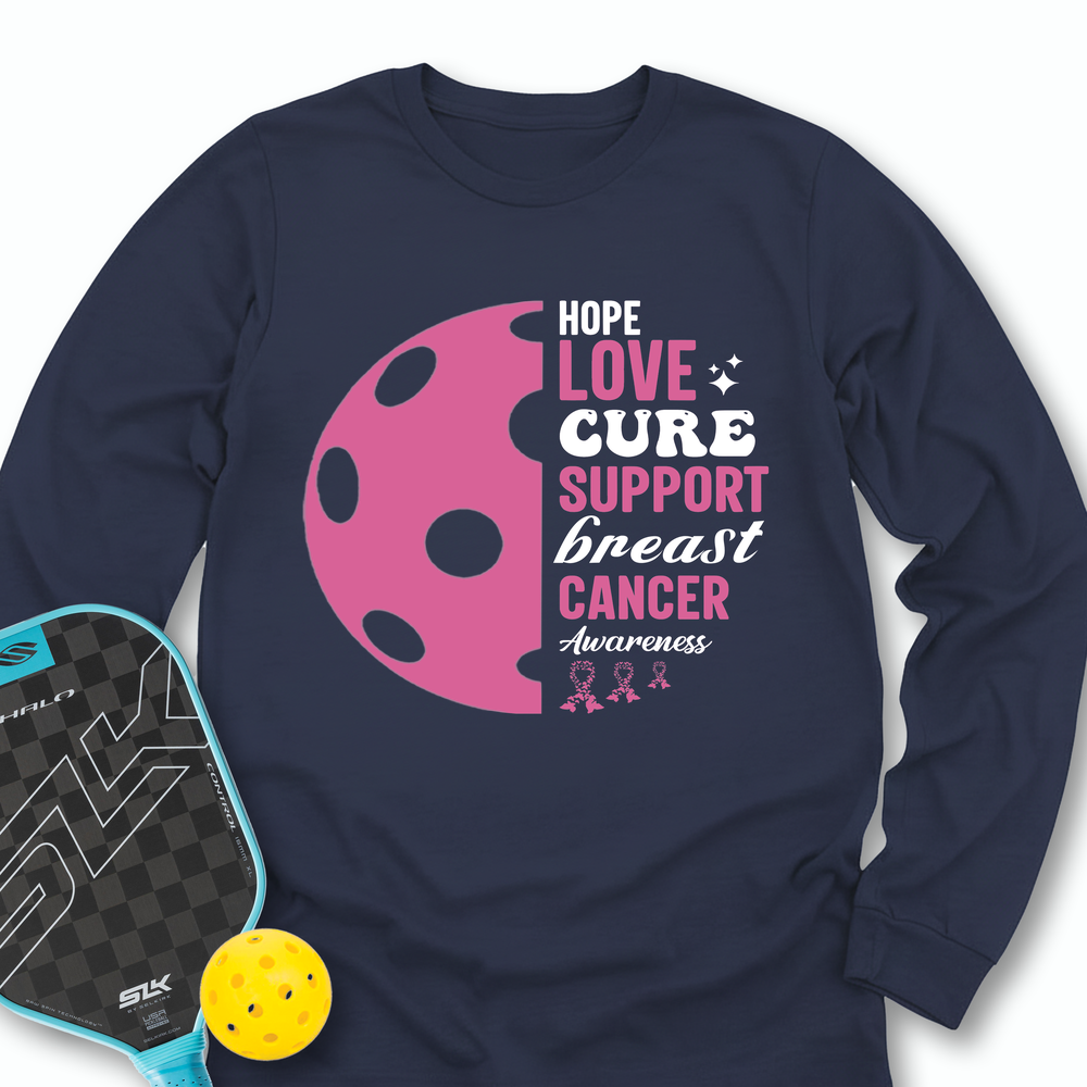 Hope Love Cure Support Breast Cancer Awareness Long Sleeve - Picklechillz