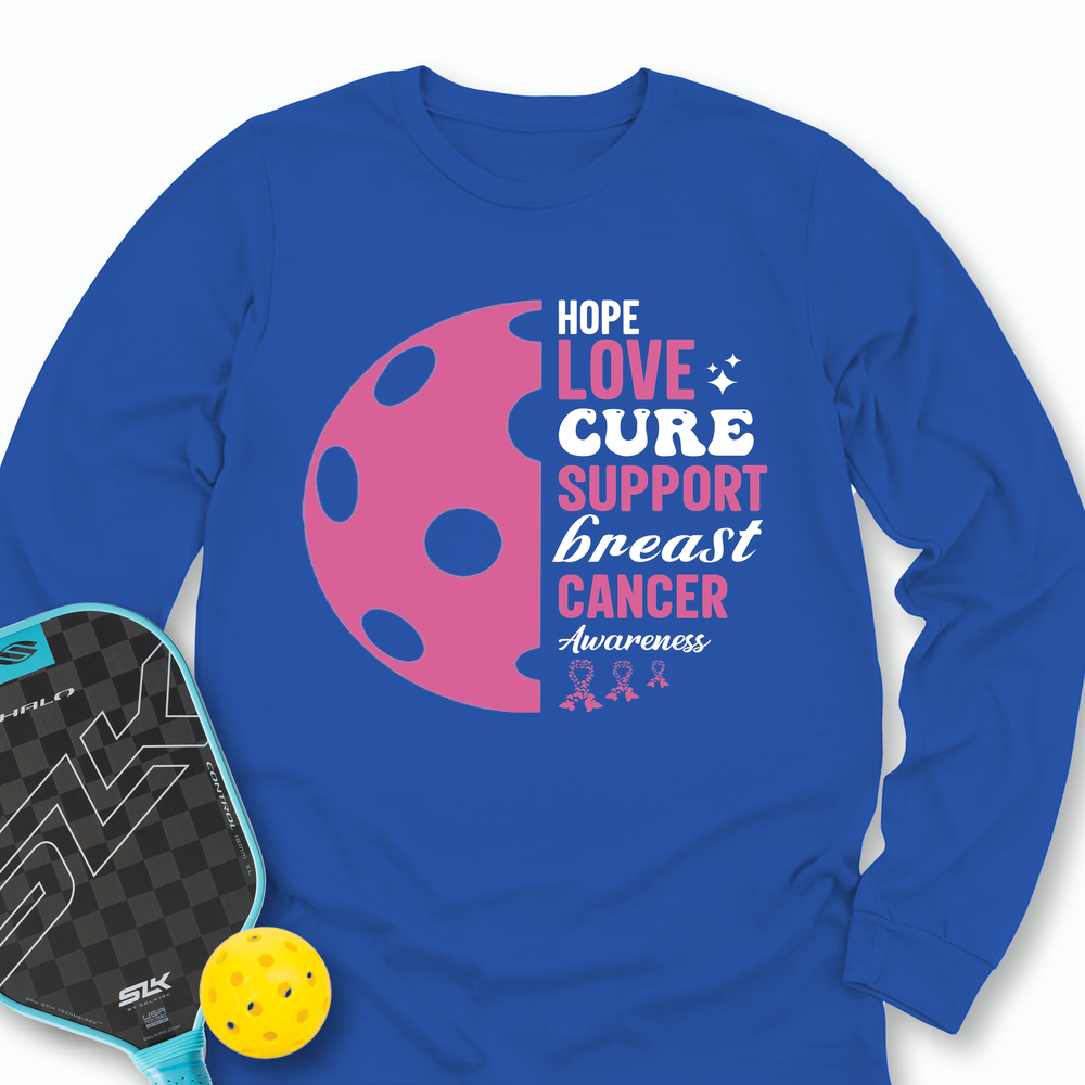 Hope Love Cure Support Breast Cancer Awareness Long Sleeve - Picklechillz