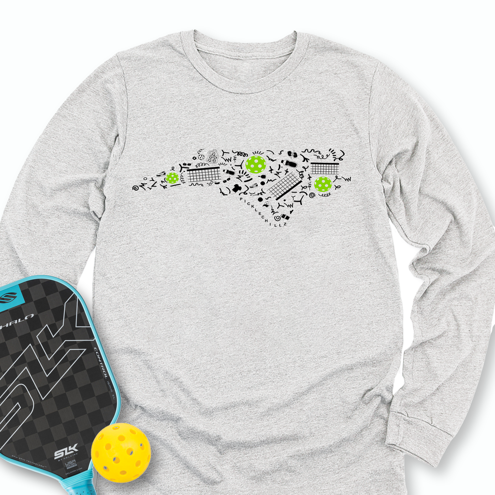 North Carolina Pickleball Map Long Sleeve - Picklechillz
