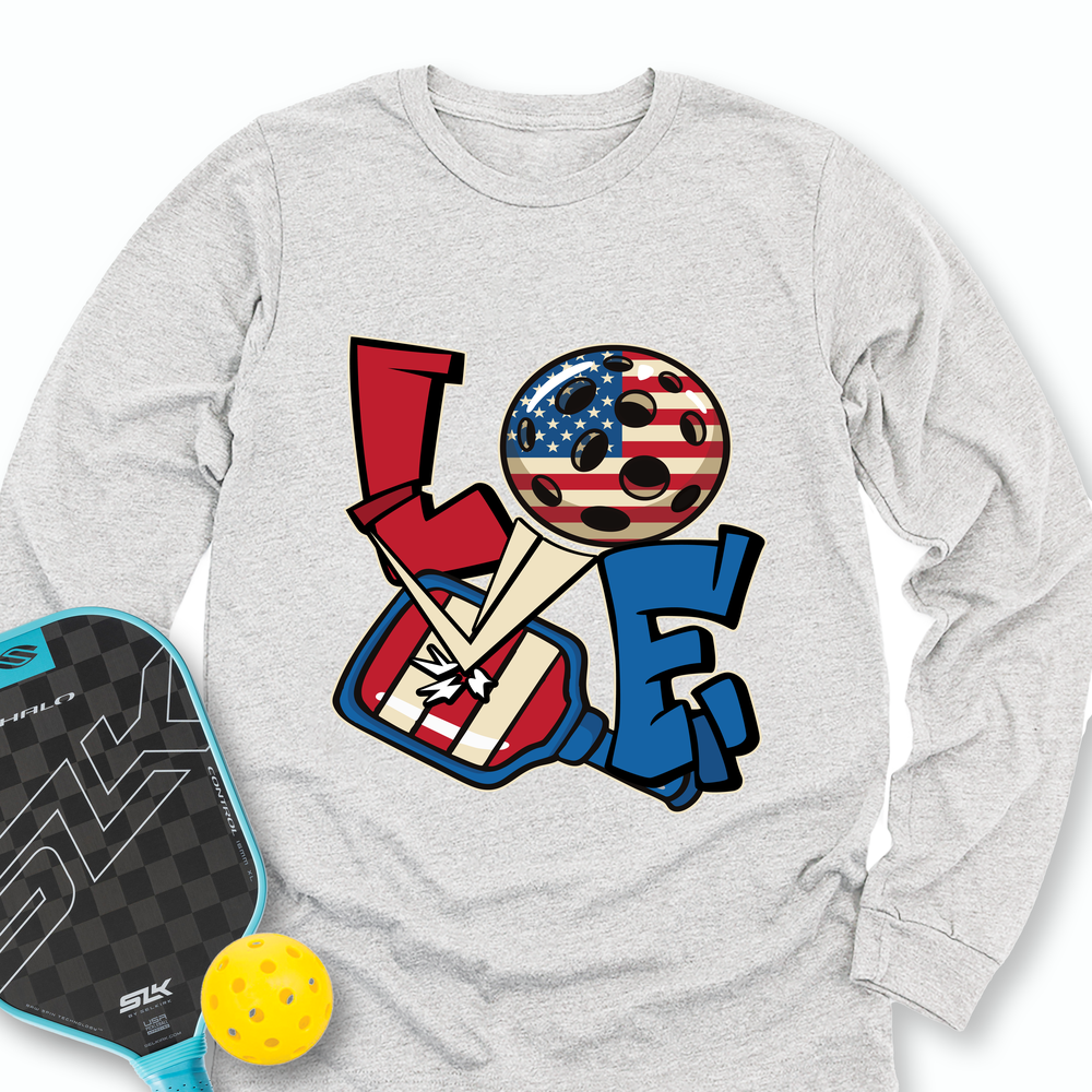Love 4th of July American Flag Pickleball Long Sleeve - Picklechillz