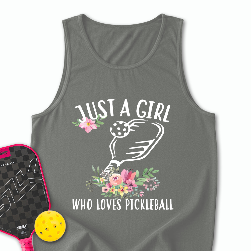 Just A Girl Who Loves Pickleball Flower Tank Top - Picklechillz