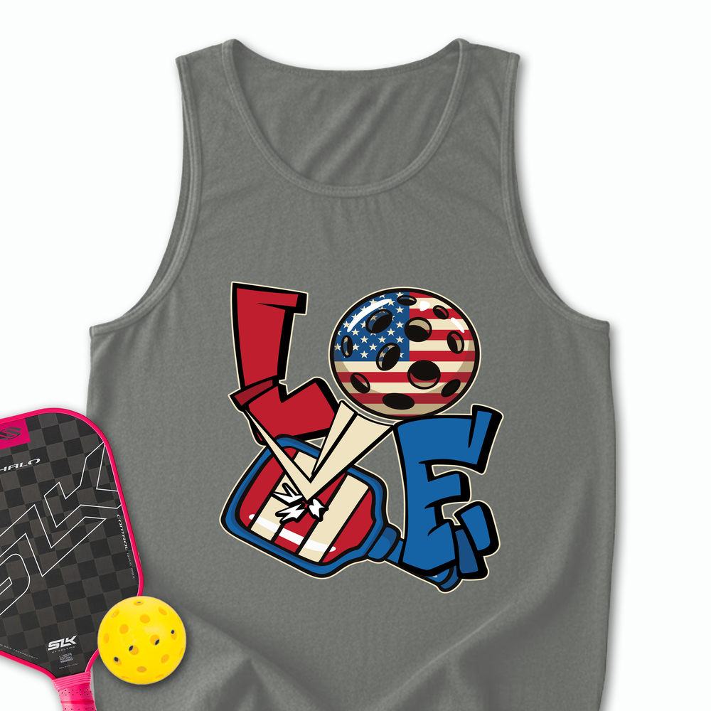 Love 4th of July American Flag Pickleball Tank Top - Picklechillz