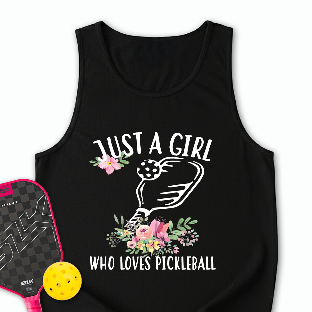 Just A Girl Who Loves Pickleball Flower Tank Top - Picklechillz