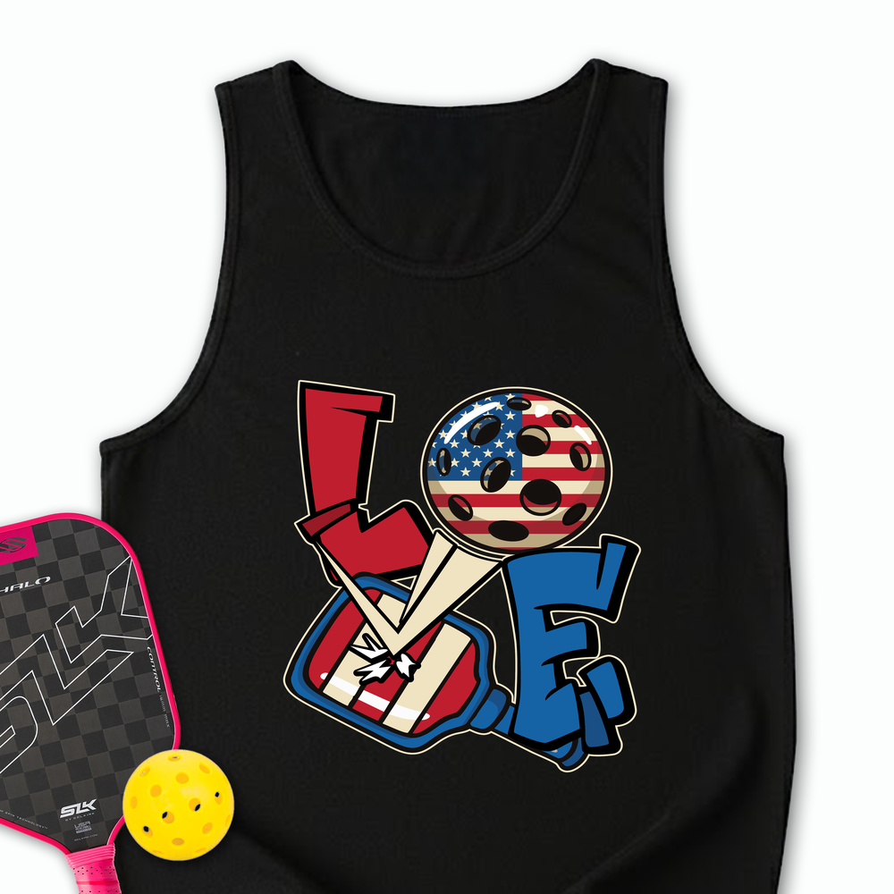Love 4th of July American Flag Pickleball Tank Top - Picklechillz