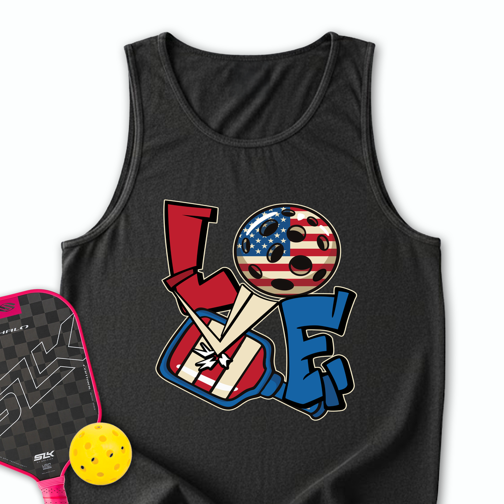 Love 4th of July American Flag Pickleball Tank Top - Picklechillz