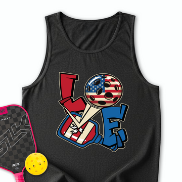 Love 4th of July American Flag Pickleball Tank Top - Picklechillz