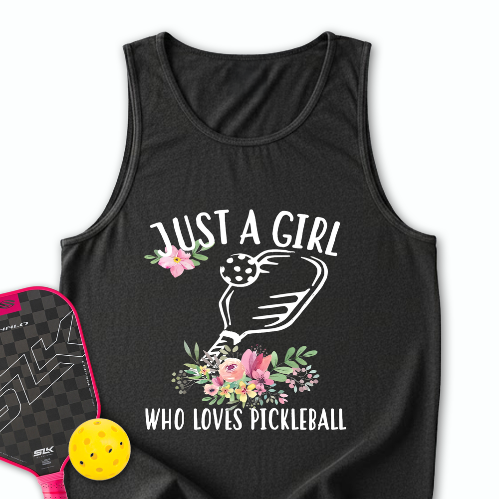 Just A Girl Who Loves Pickleball Flower Tank Top - Picklechillz