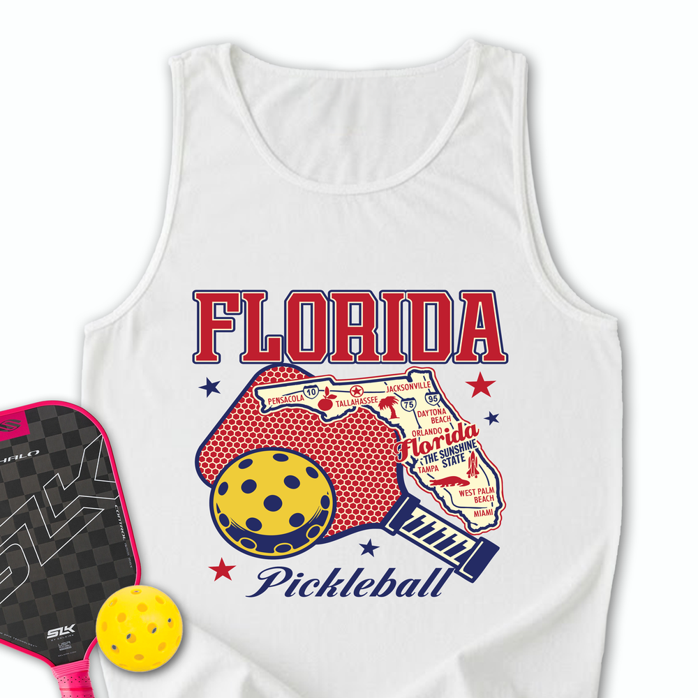 Florida Pickleball State Map Graphic Tank Top - Picklechillz