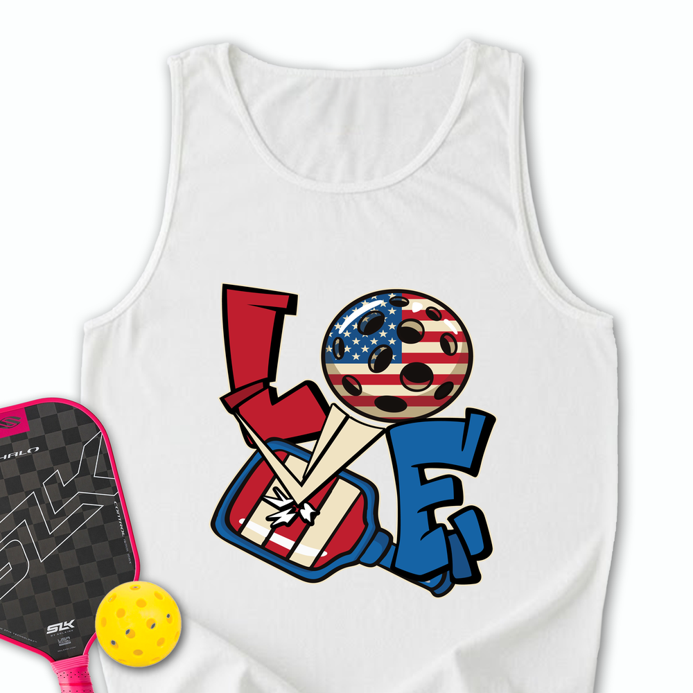 Love 4th of July American Flag Pickleball Tank Top - Picklechillz