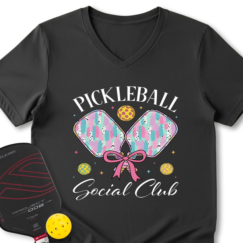 Pickleball Social Club V-Neck T-Shirt - Picklechillz