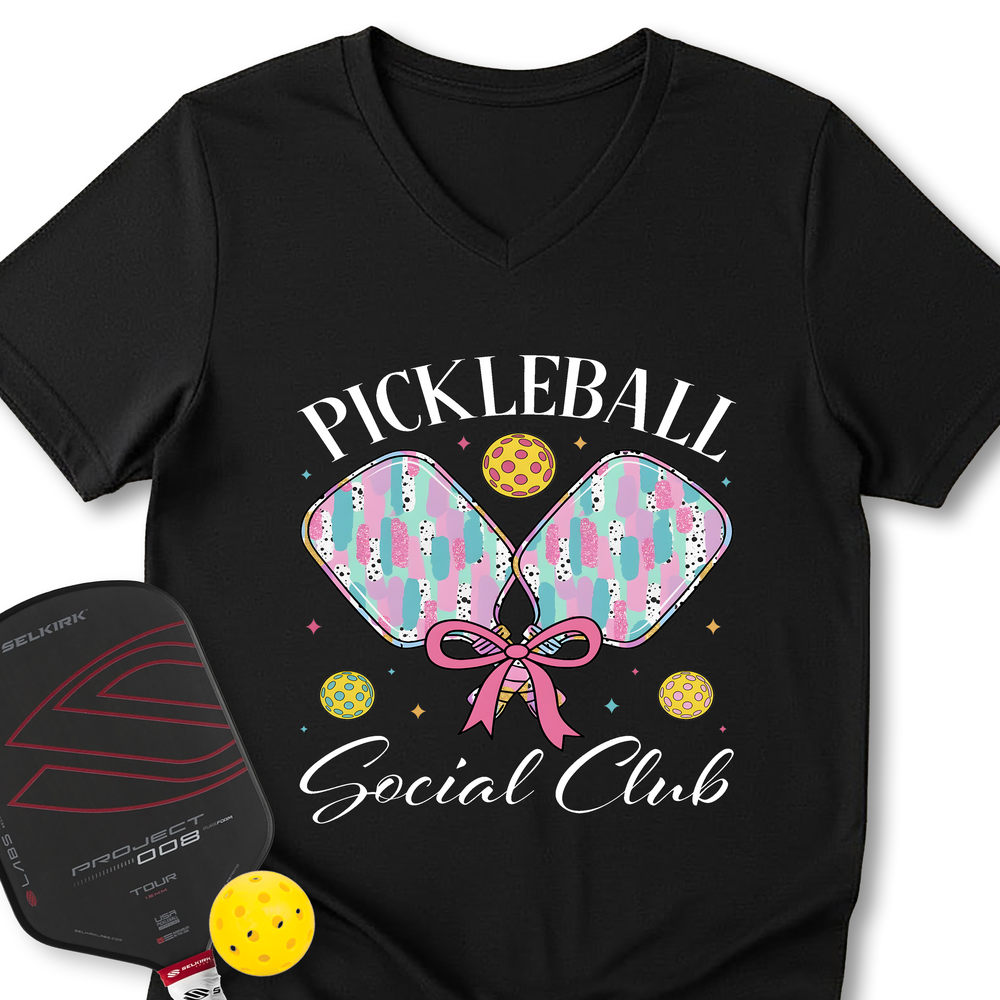 Pickleball Social Club V-Neck T-Shirt - Picklechillz