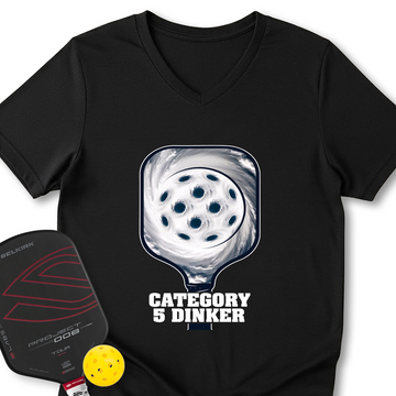 Category 5 Dinker Pickleball Funny V-Neck T-Shirt - Picklechillz