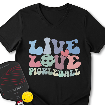 Live Love Pickleball Player Cute V-Neck T-Shirt - Picklechillz