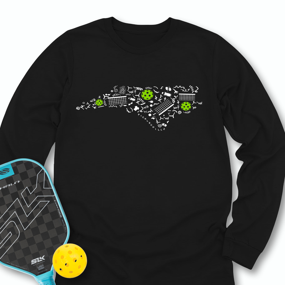 North Carolina Pickleball Map Long Sleeve - Picklechillz