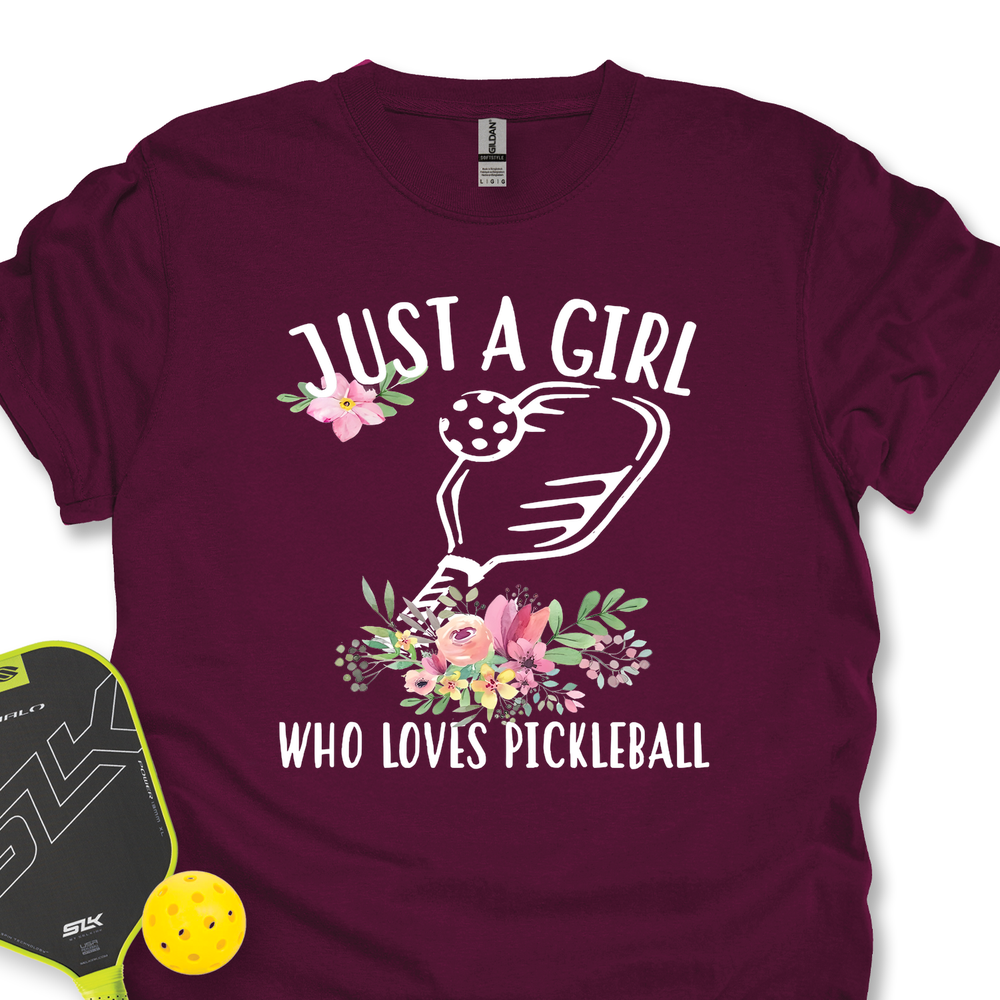 Just A Girl Who Loves Pickleball Flower Unisex T-Shirt - Picklechillz