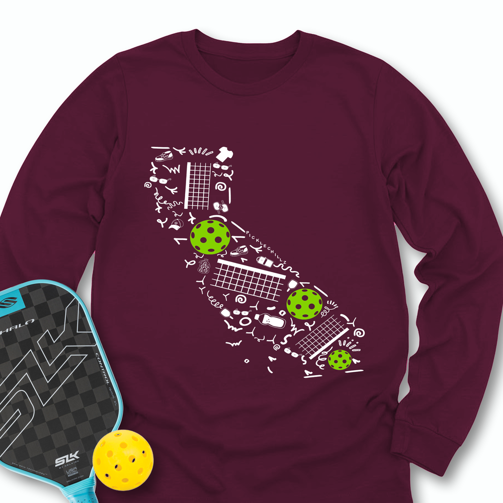 California Pickleball Map Long Sleeve - Picklechillz