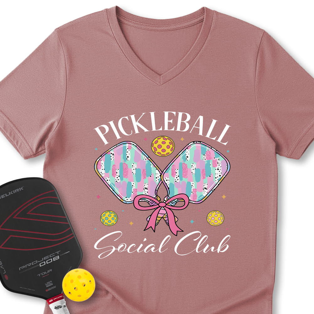 Pickleball Social Club V-Neck T-Shirt - Picklechillz