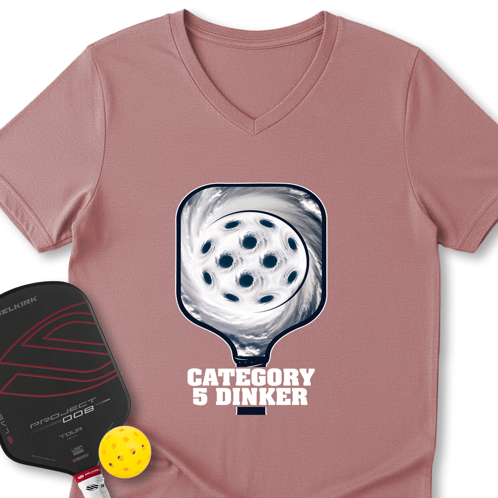 Category 5 Dinker Pickleball Funny V-Neck T-Shirt - Picklechillz