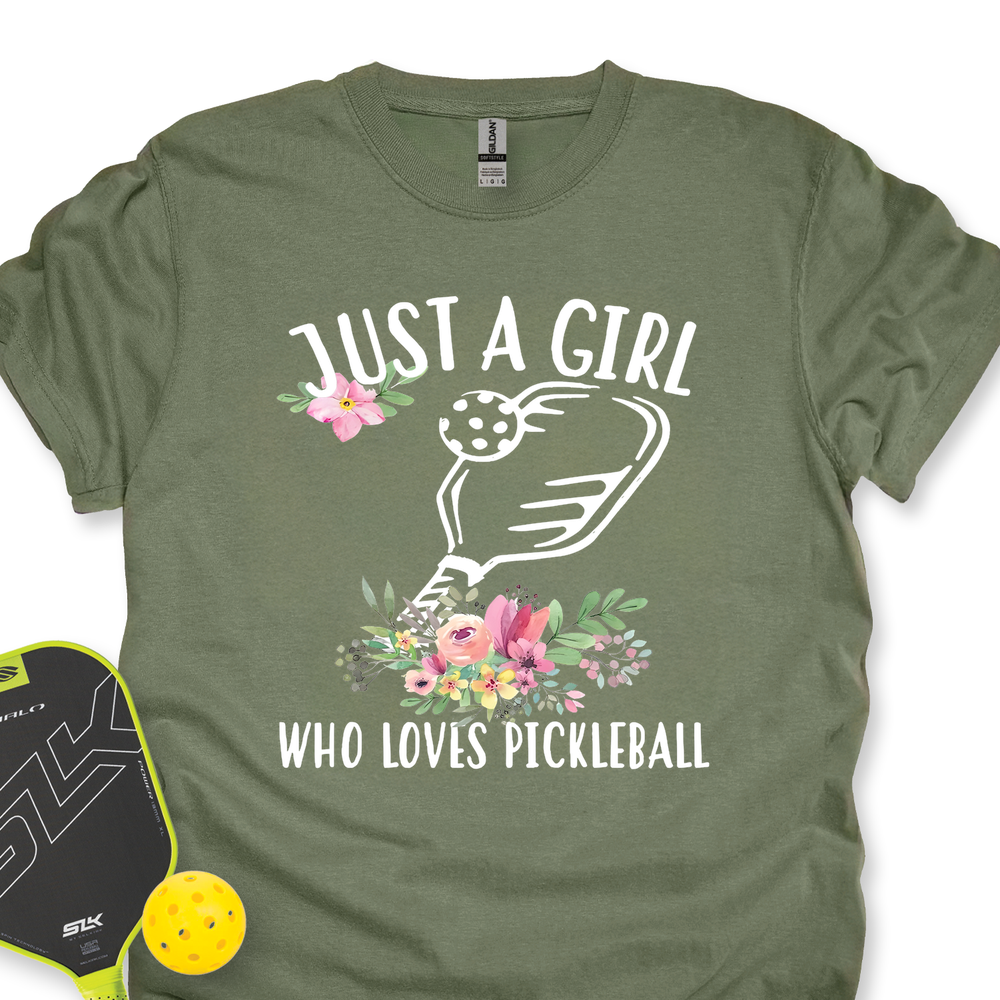Just A Girl Who Loves Pickleball Flower Unisex T-Shirt - Picklechillz