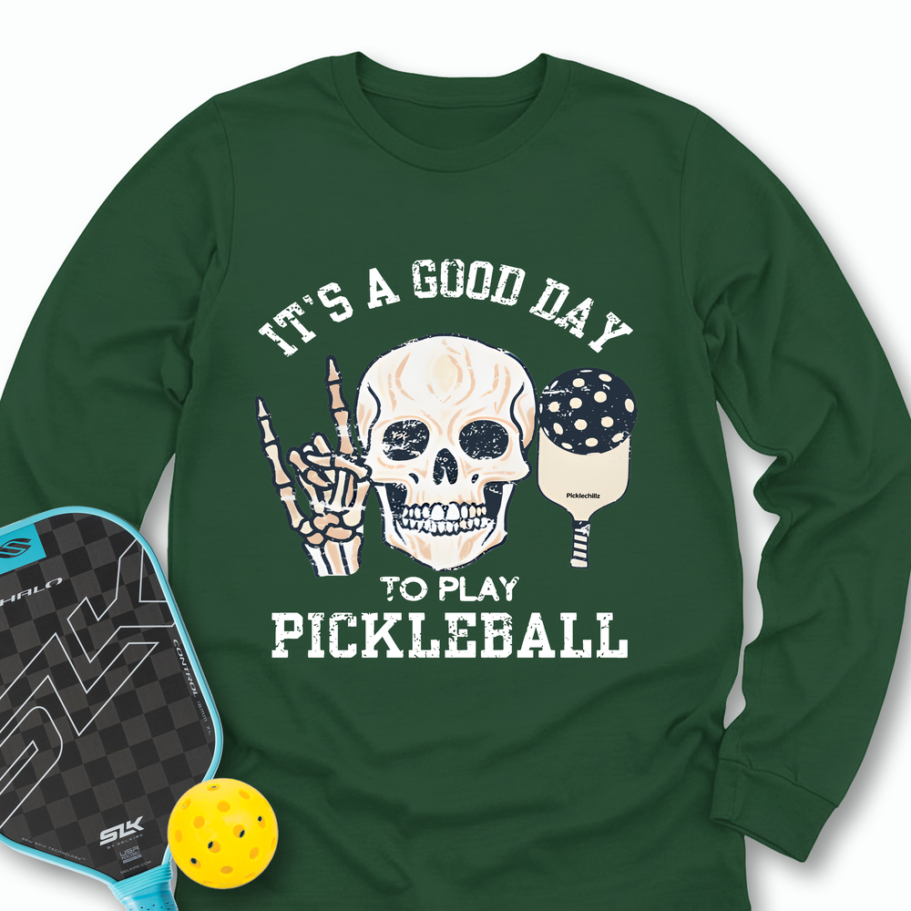 It's A Good Day To Play Pickleball Skull Long Sleeve - Picklechillz