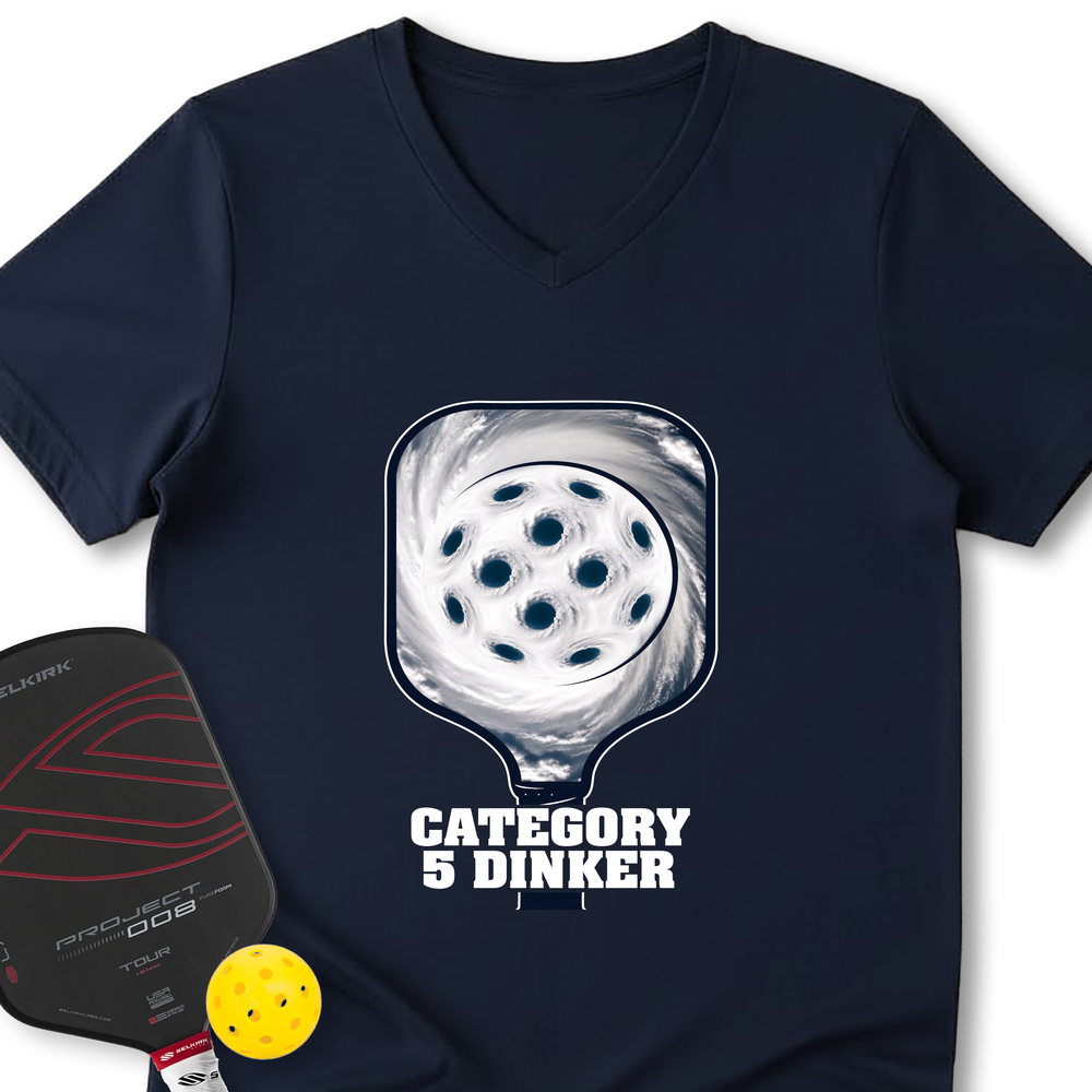 Category 5 Dinker Pickleball Funny V-Neck T-Shirt - Picklechillz